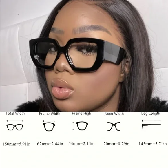Affordable Fashion Finds Black Oversized Square Glasses for Women - Picture 2 of 6
